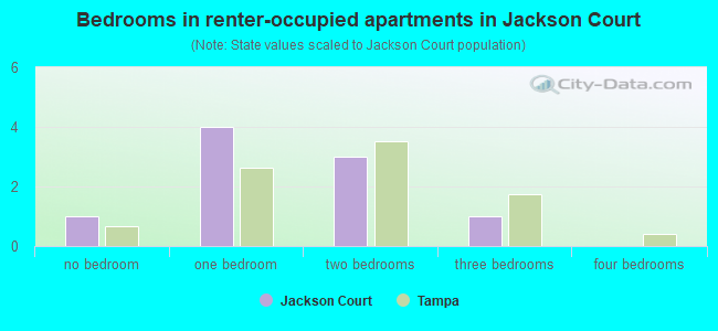 Bedrooms in renter-occupied apartments in Jackson Court