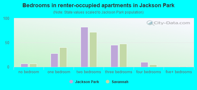 Bedrooms in renter-occupied apartments in Jackson Park