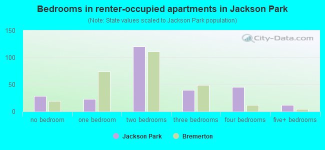 Bedrooms in renter-occupied apartments in Jackson Park