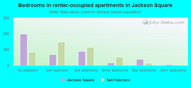 Bedrooms in renter-occupied apartments in Jackson Square