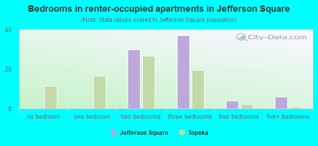 Bedrooms in renter-occupied apartments in Jefferson Square