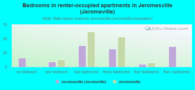 Bedrooms in renter-occupied apartments in Jeromesville (Jeromeville)