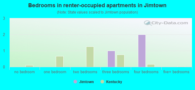Bedrooms in renter-occupied apartments in Jimtown