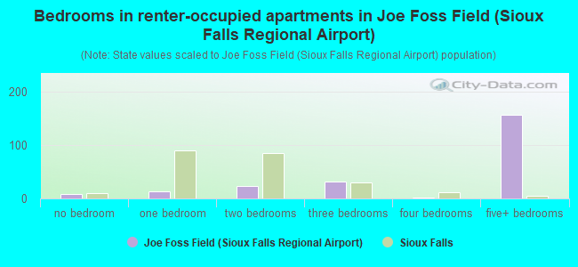 Bedrooms in renter-occupied apartments in Joe Foss Field (Sioux Falls Regional Airport)