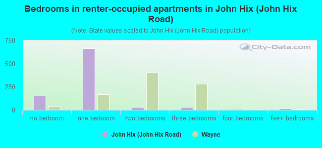Bedrooms in renter-occupied apartments in John Hix (John Hix Road)