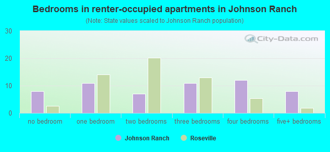Bedrooms in renter-occupied apartments in Johnson Ranch