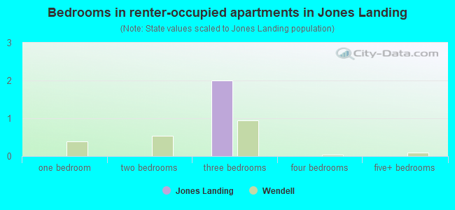 Bedrooms in renter-occupied apartments in Jones Landing