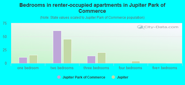 Bedrooms in renter-occupied apartments in Jupiter Park of Commerce