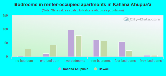 Bedrooms in renter-occupied apartments in Kahana Ahupua`a