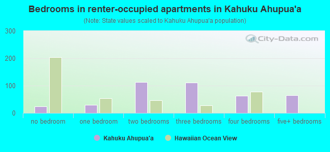 Bedrooms in renter-occupied apartments in Kahuku Ahupua`a