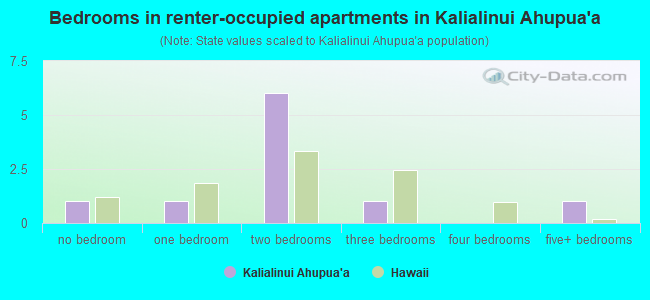 Bedrooms in renter-occupied apartments in Kalialinui Ahupua`a