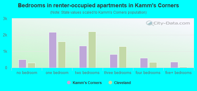 Bedrooms in renter-occupied apartments in Kamm's Corners