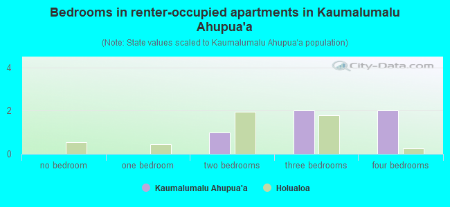Bedrooms in renter-occupied apartments in Kaumalumalu Ahupua`a