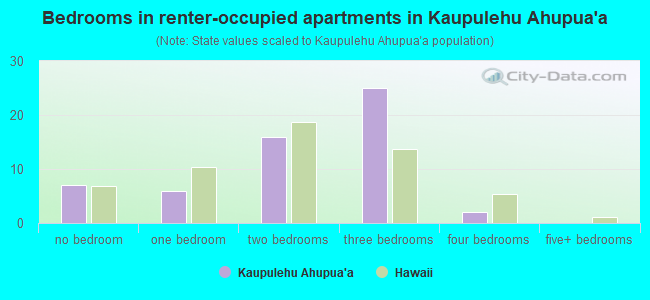Bedrooms in renter-occupied apartments in Kaupulehu Ahupua`a
