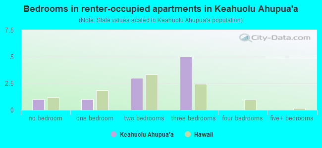 Bedrooms in renter-occupied apartments in Keahuolu Ahupua`a