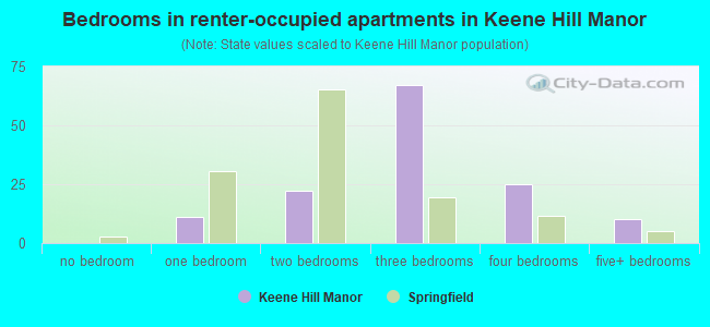 Bedrooms in renter-occupied apartments in Keene Hill Manor