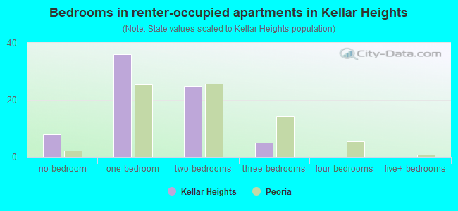 Bedrooms in renter-occupied apartments in Kellar Heights