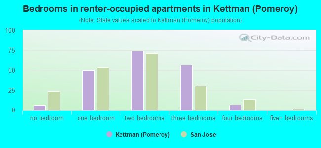 Bedrooms in renter-occupied apartments in Kettman (Pomeroy)