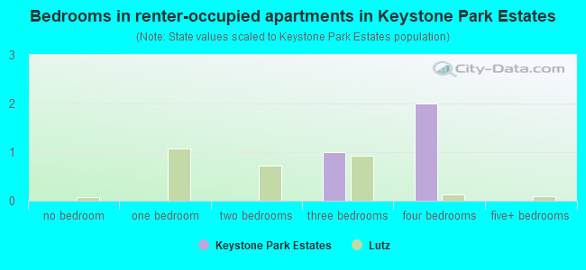 Bedrooms in renter-occupied apartments in Keystone Park Estates