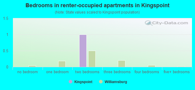 Bedrooms in renter-occupied apartments in Kingspoint