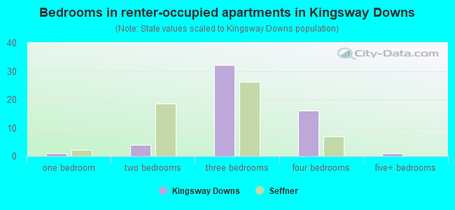 Bedrooms in renter-occupied apartments in Kingsway Downs