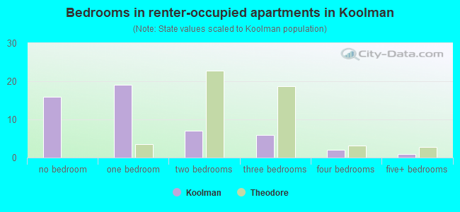 Bedrooms in renter-occupied apartments in Koolman