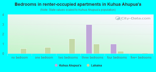 Bedrooms in renter-occupied apartments in Kuhua Ahupua`a