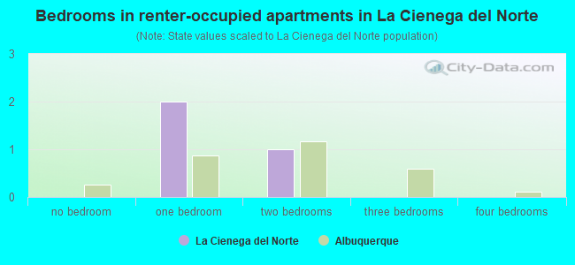 Bedrooms in renter-occupied apartments in La Cienega del Norte