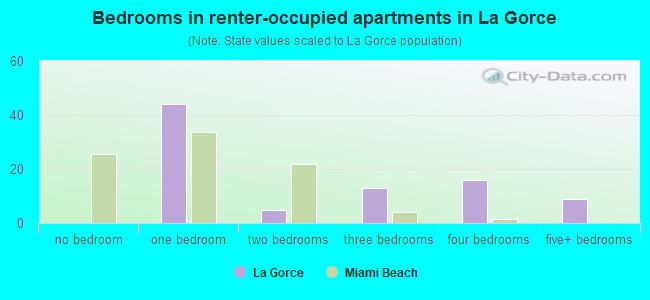 Bedrooms in renter-occupied apartments in La Gorce