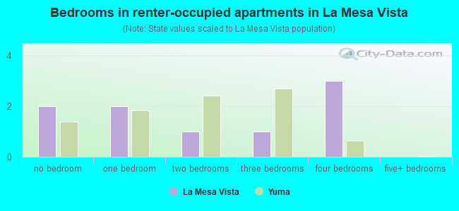 Bedrooms in renter-occupied apartments in La Mesa Vista