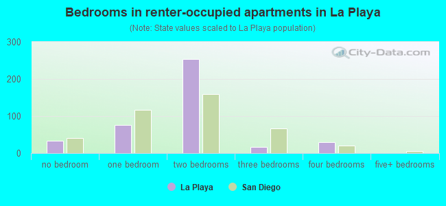 Bedrooms in renter-occupied apartments in La Playa