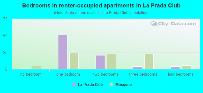 Bedrooms in renter-occupied apartments in La Prada Club