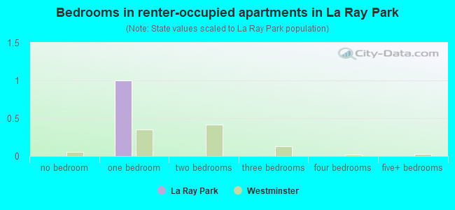 Bedrooms in renter-occupied apartments in La Ray Park