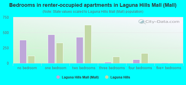 Bedrooms in renter-occupied apartments in Laguna Hills Mall (Mall)