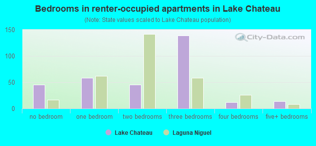 Bedrooms in renter-occupied apartments in Lake Chateau