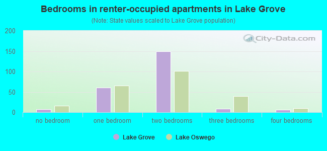 Bedrooms in renter-occupied apartments in Lake Grove