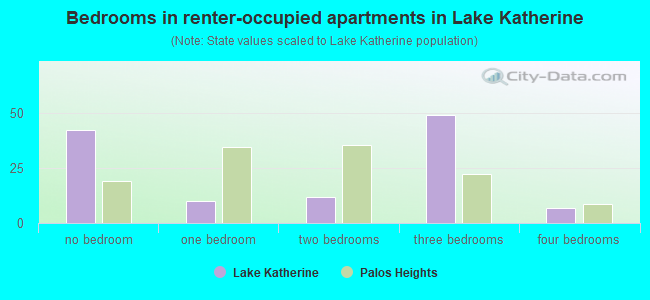 Bedrooms in renter-occupied apartments in Lake Katherine