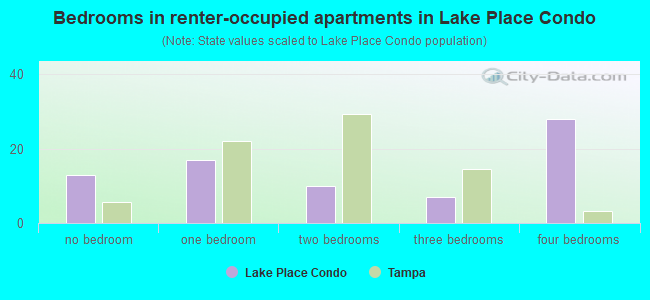 Bedrooms in renter-occupied apartments in Lake Place Condo