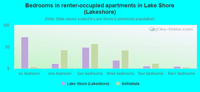 Bedrooms in renter-occupied apartments in Lake Shore (Lakeshore)