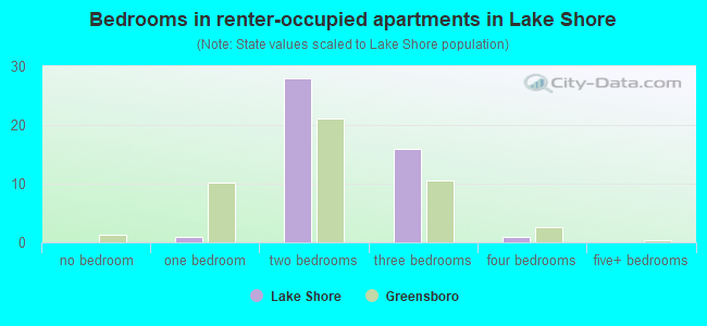 Bedrooms in renter-occupied apartments in Lake Shore