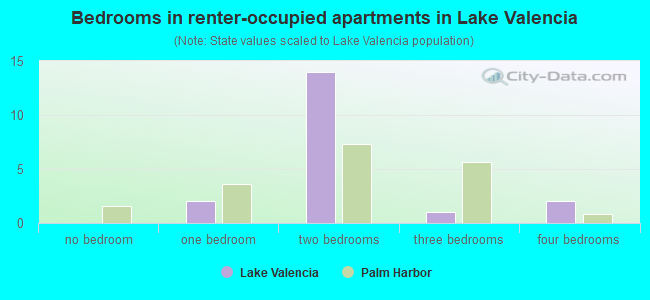 Bedrooms in renter-occupied apartments in Lake Valencia