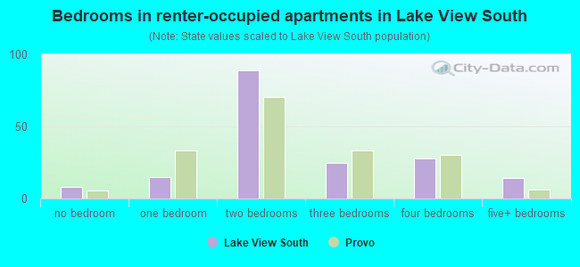 Bedrooms in renter-occupied apartments in Lake View South