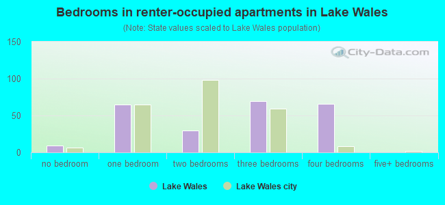 Bedrooms in renter-occupied apartments in Lake Wales