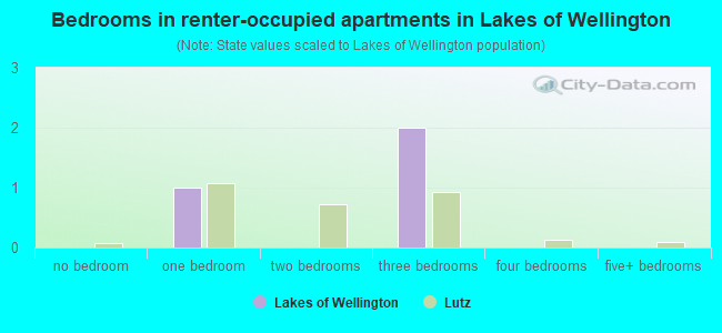 Bedrooms in renter-occupied apartments in Lakes of Wellington