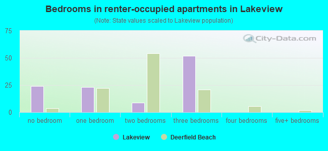 Bedrooms in renter-occupied apartments in Lakeview
