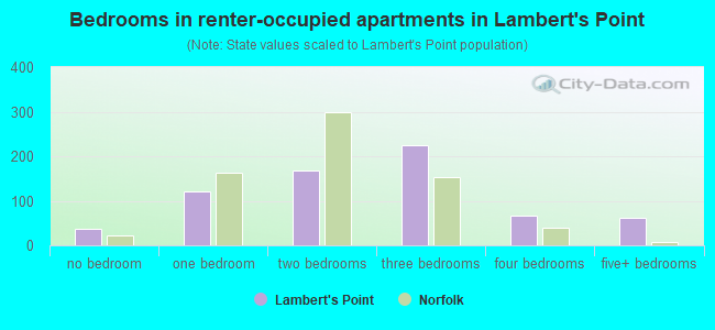 Bedrooms in renter-occupied apartments in Lambert's Point