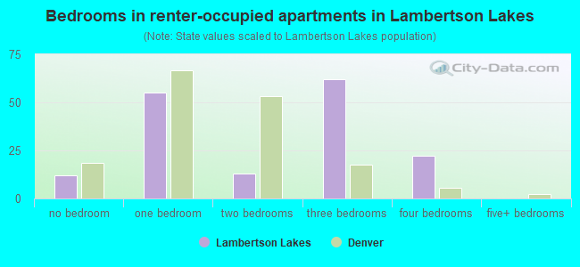 Bedrooms in renter-occupied apartments in Lambertson Lakes