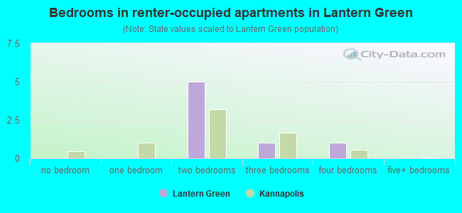 Bedrooms in renter-occupied apartments in Lantern Green