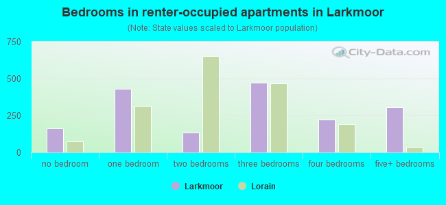 Bedrooms in renter-occupied apartments in Larkmoor