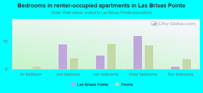 Bedrooms in renter-occupied apartments in Las Brisas Pointe